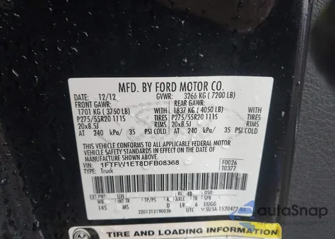 2013 Ford F-150 Xlt z USA, uszkodzony, nr VIN 1FTFW1ET8DFB08368